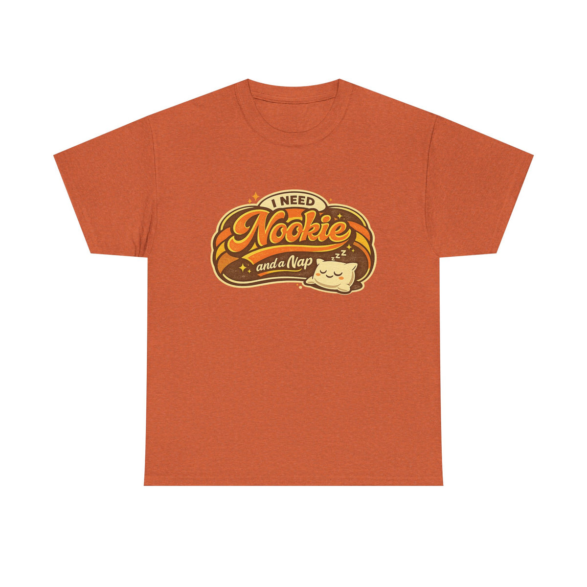 T-Shirt — "I Need Nookie and a Nap" Cute Retro Cat Nap Graphic Tee