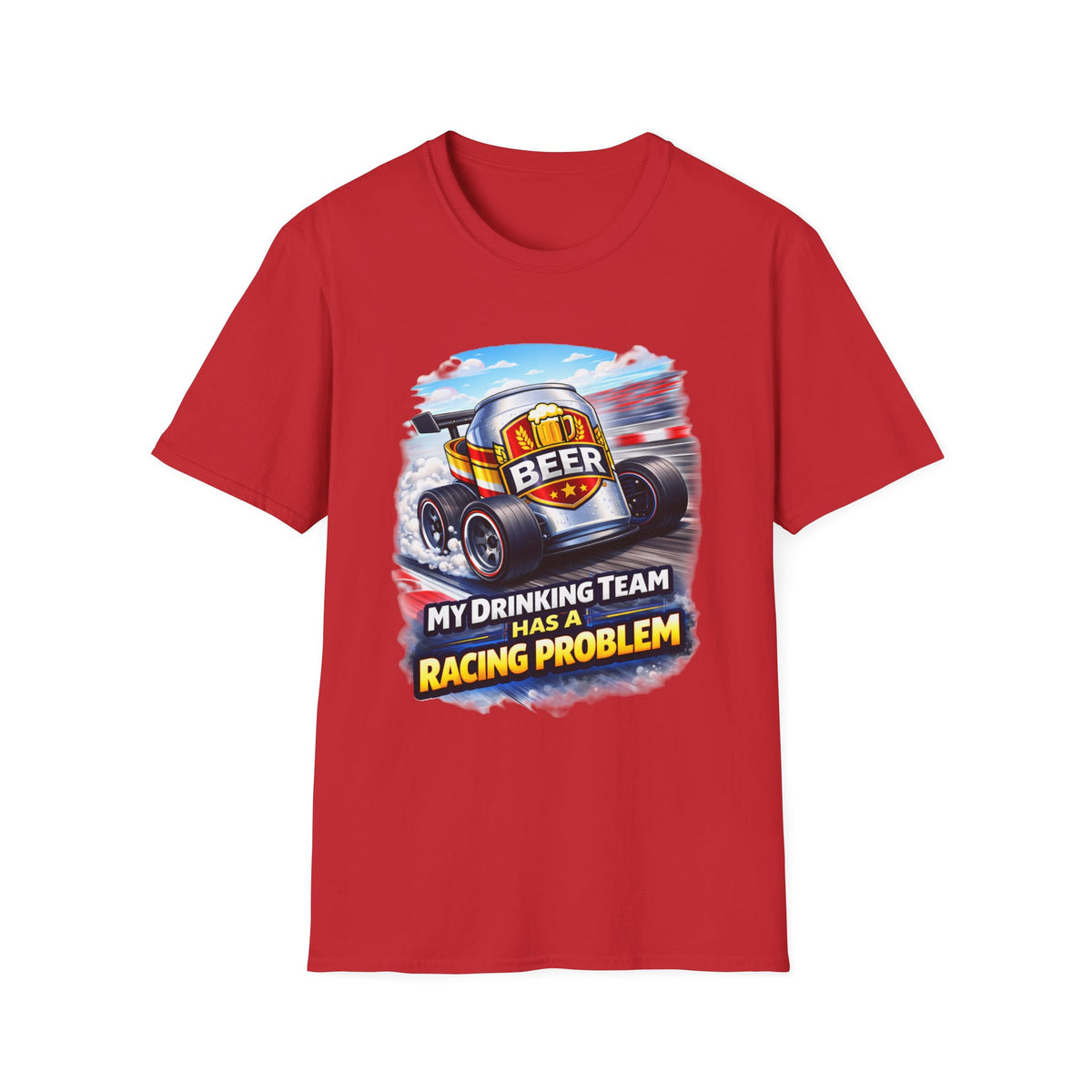 Racing Beer T-Shirt – "My Drinking Team Has a Racing Problem" Funny Motorsports Tee
