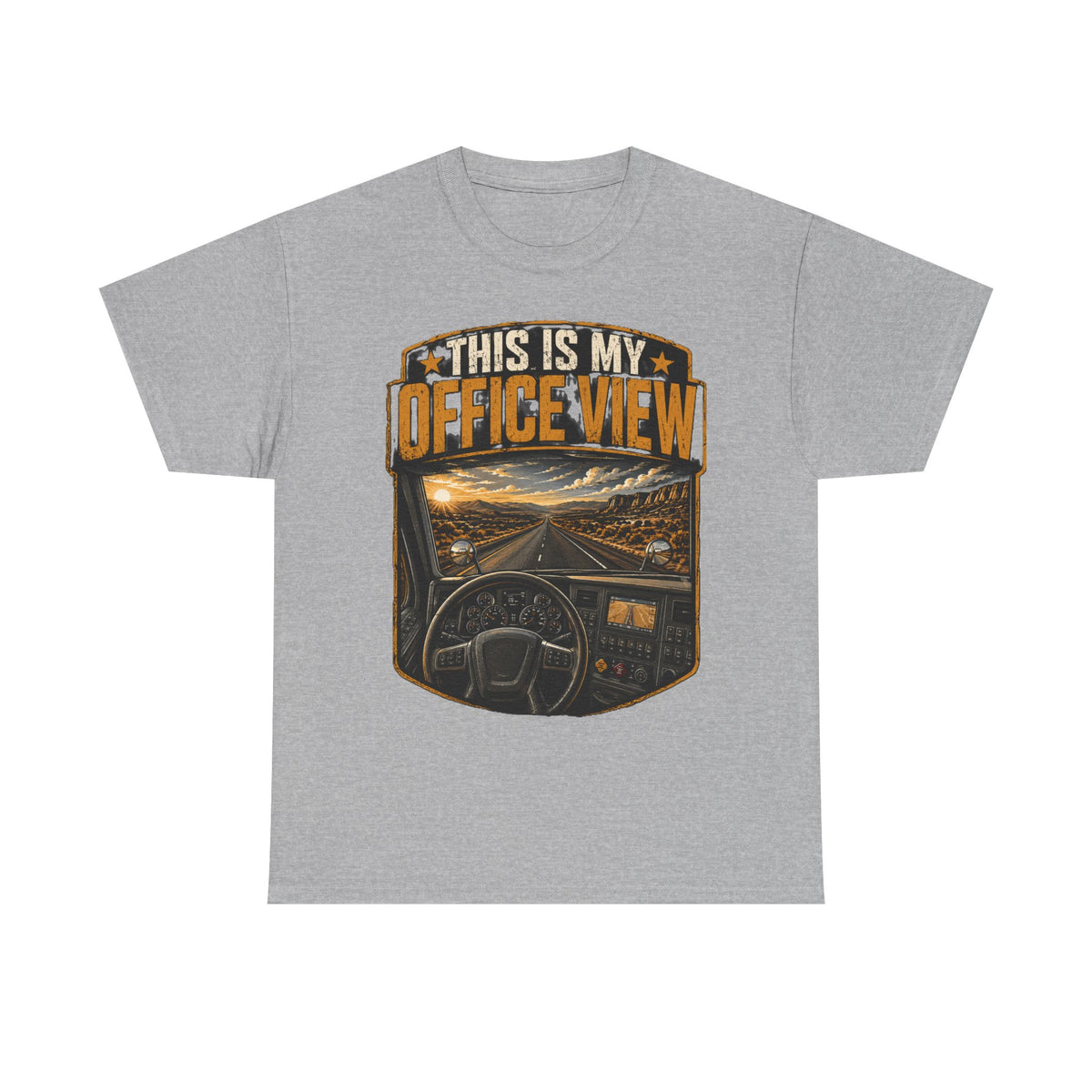 This Is My Office View T-Shirt — Truck Driver Cab Sunset Graphic Tee