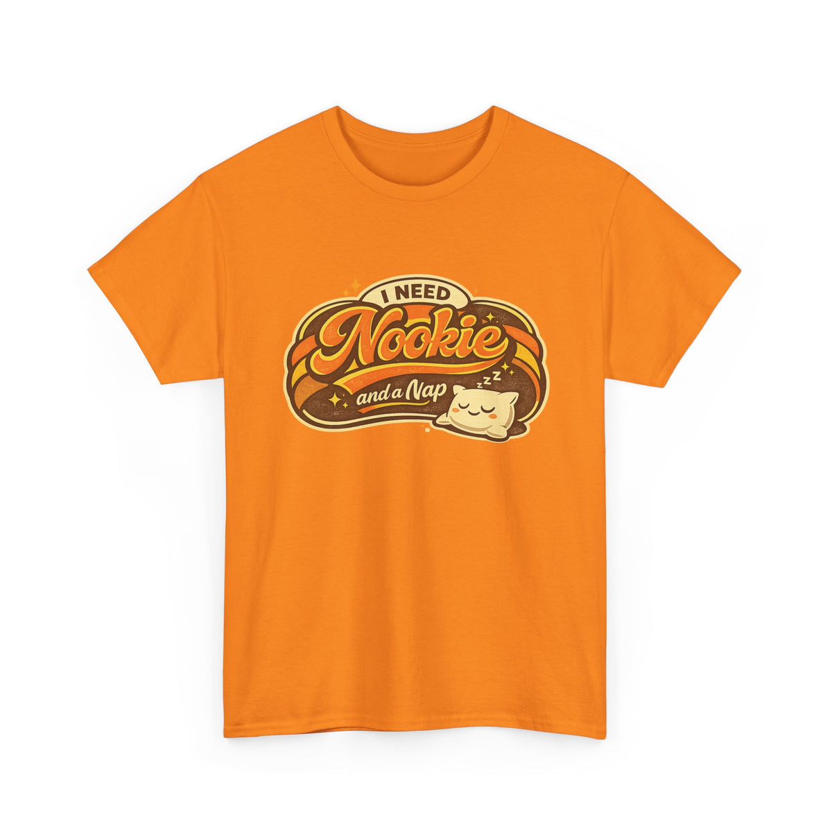 T-Shirt — "I Need Nookie and a Nap" Cute Retro Cat Nap Graphic Tee