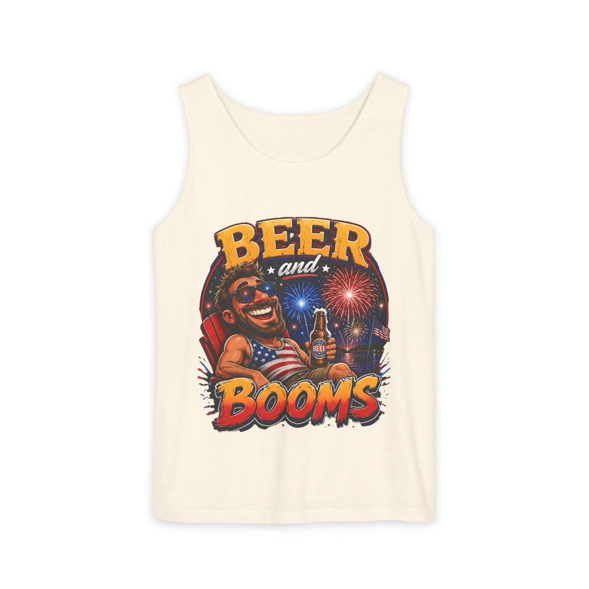 Beer and Booms Tank Top — Patriotic 4th of July Fireworks Party Shirt