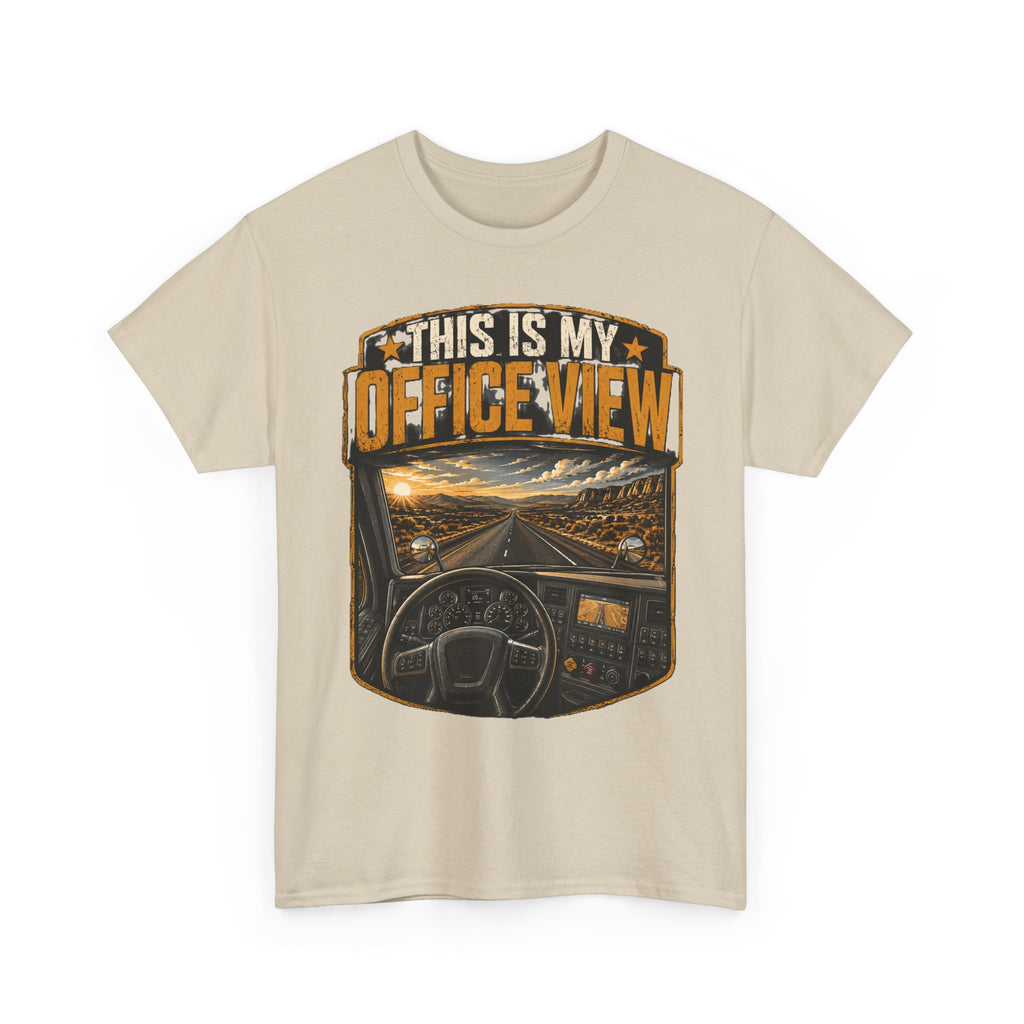 This Is My Office View T-Shirt — Truck Driver Cab Sunset Graphic Tee