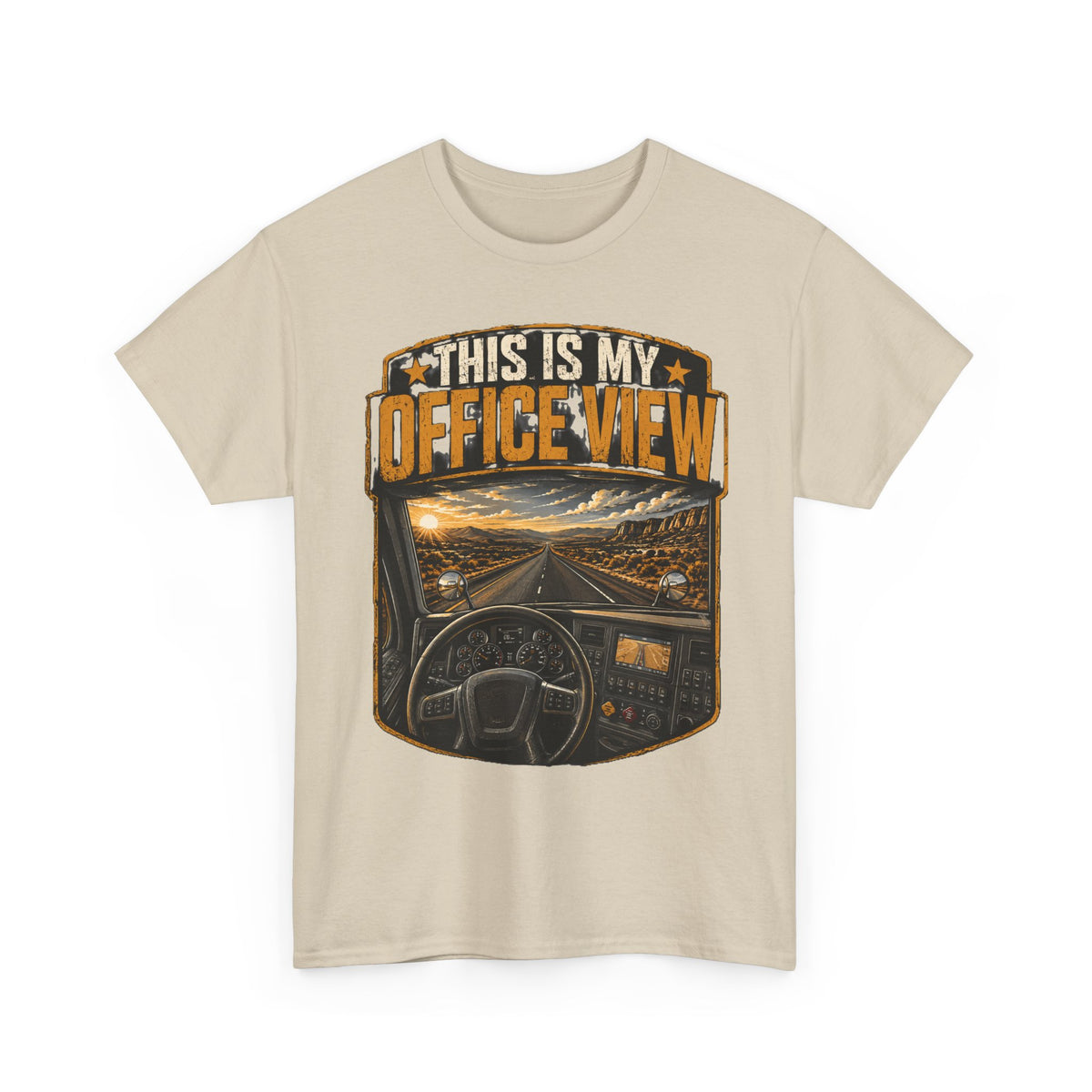 This Is My Office View T-Shirt — Truck Driver Cab Sunset Graphic Tee