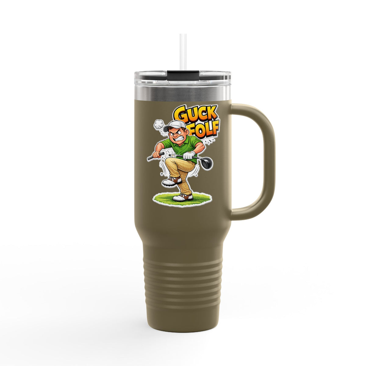 40oz Insulated Travel Mug - Funny 'Guck Golf' Cartoon Golfer Design