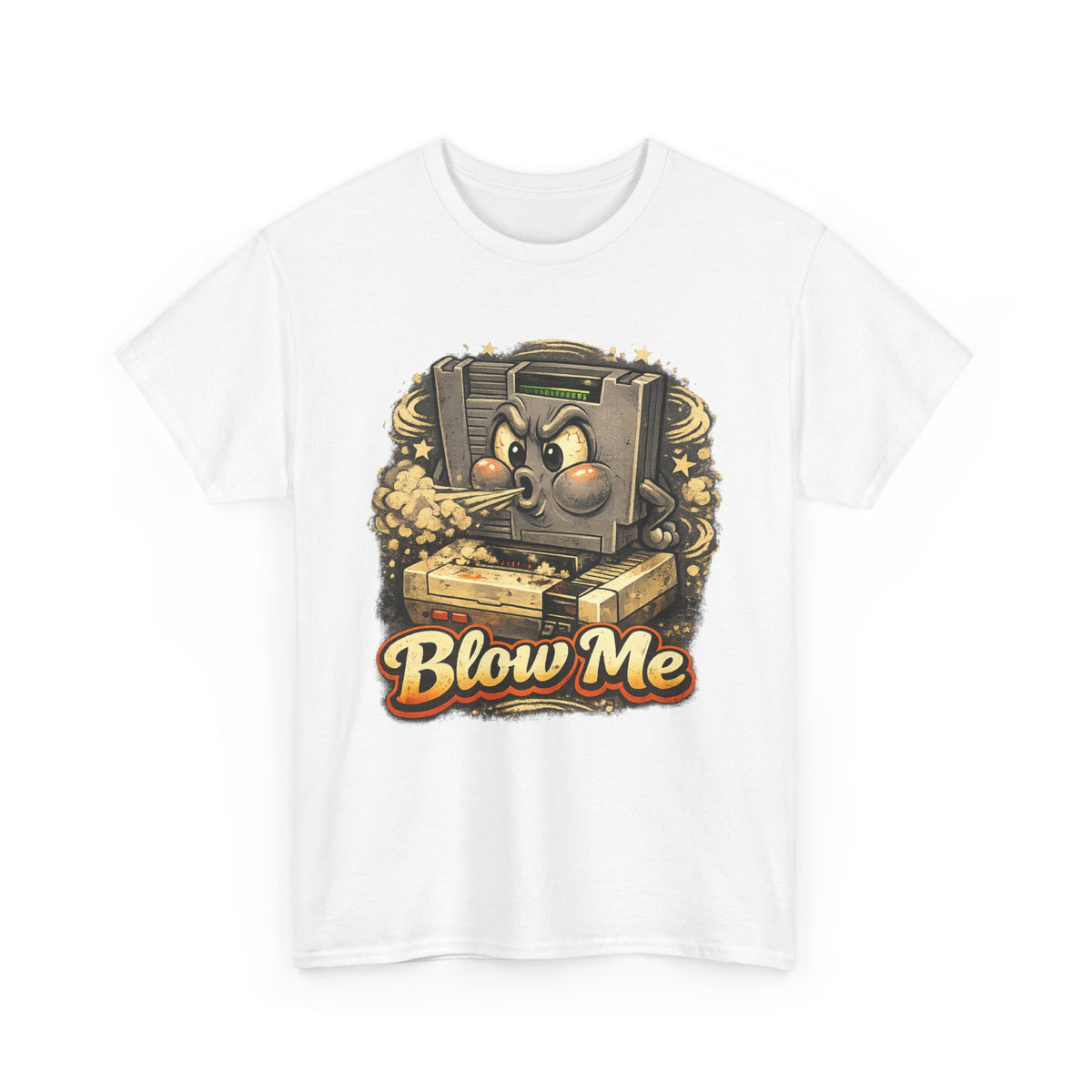 Retro Game Console Tee — 'Blow Me' Vintage Cartridge Graphic T-Shirt