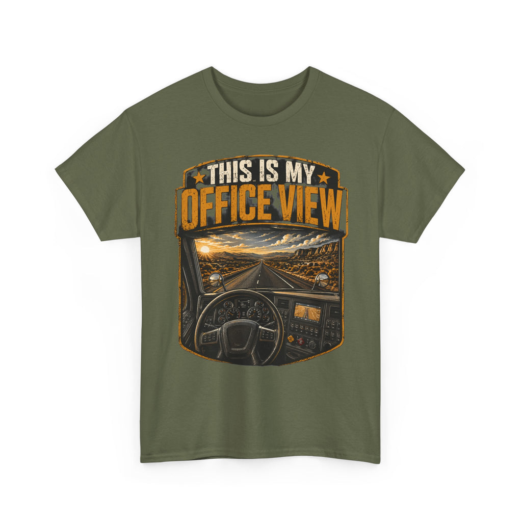 This Is My Office View T-Shirt — Truck Driver Cab Sunset Graphic Tee