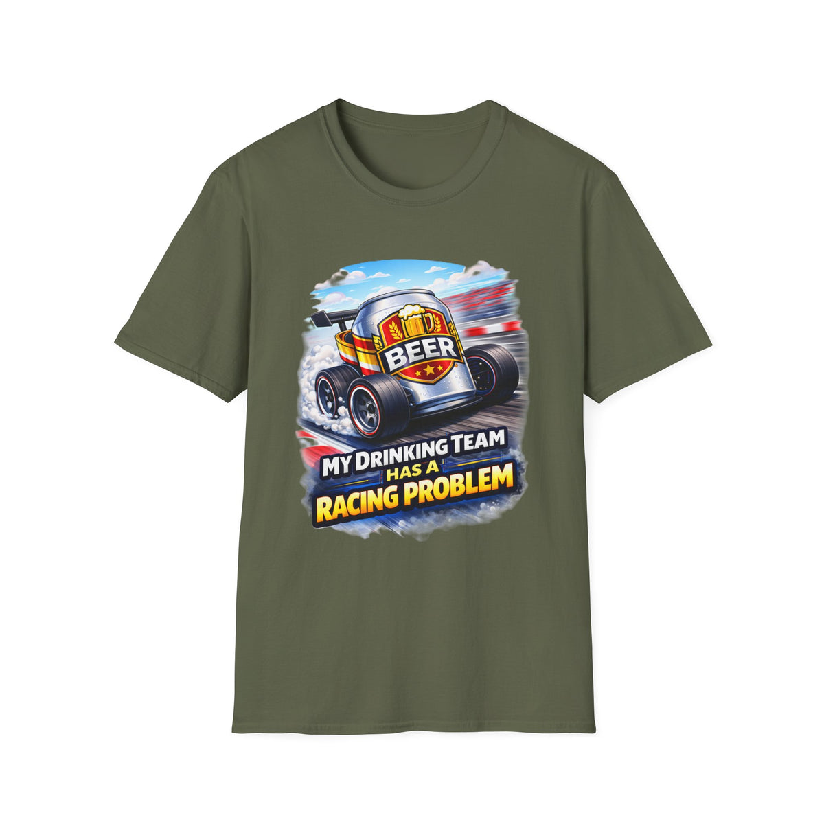 Racing Beer T-Shirt – "My Drinking Team Has a Racing Problem" Funny Motorsports Tee